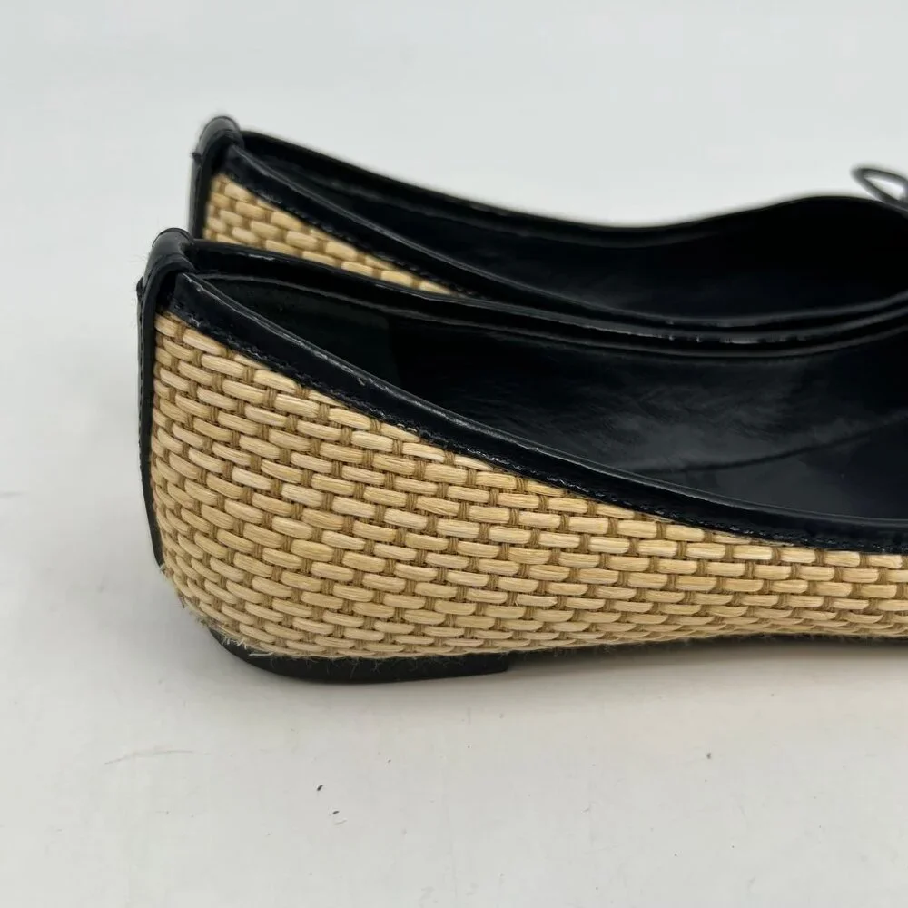 Tory Burch Tan Black Wicker Cap Toe Flats | Size 9 - Picture 4 of 7